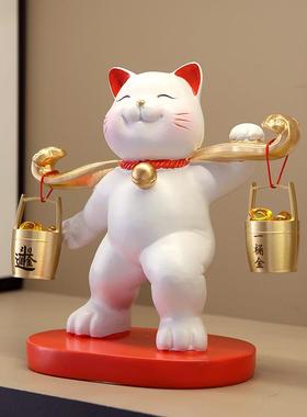 招财猫一桶金摆件客厅电视柜酒柜办公室玄关装饰品乔迁开业礼品
