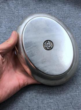 仿古白铜镀银龙凤碟子笔洗盘子银碗套装宣字底款复古雕花椭圆摆件