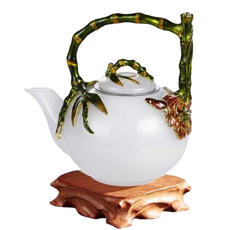珐琅彩茶杯茶壶主人杯琉璃白瓷纯手工玉瓷茶具套装功夫品茗杯