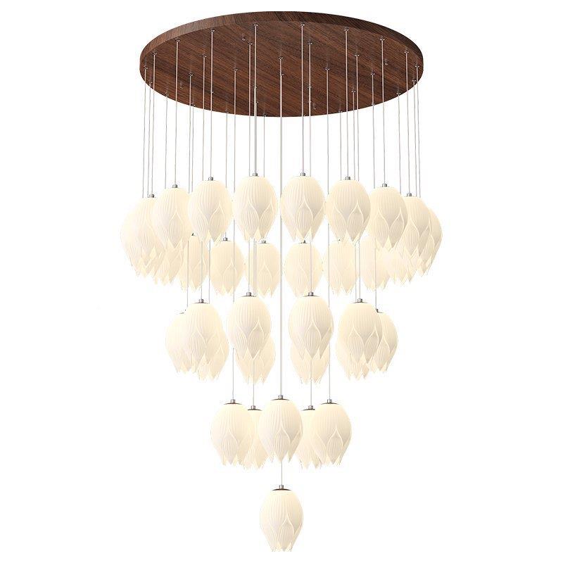 中风厅创意复荷花674别墅式楼大吊灯奶油旋转楼梯灯酒店客古大长