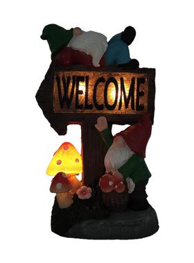 太阳能树脂侏儒摆件小矮人工艺品创意户外庭院灯花园草坪装饰