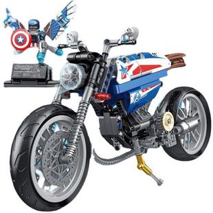兼容乐高积木男孩子拼装玩具益智力小颗粒成年人高难度摩托车系列