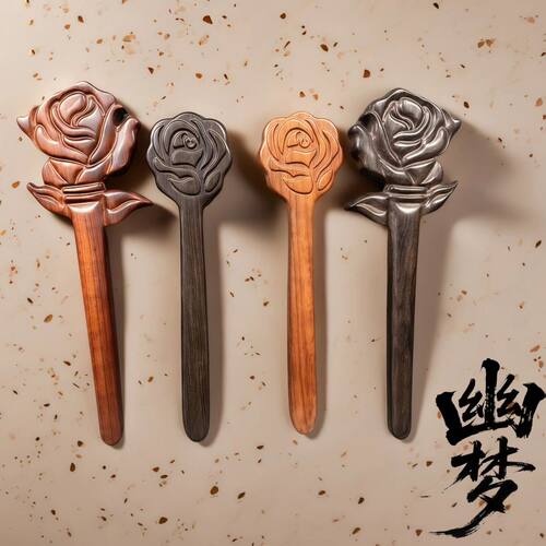 幽梦原创小叶紫檀紫光檀sp国风雕刻diy玫瑰花工具情侣实践解压拍