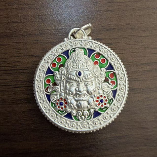 黄财神999纯银珐琅彩镂空项链男女属牛羊龙狗本命佛吊坠佛八宝