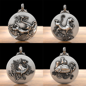 999纯银加厚青龙白虎吊坠方位足银项链朱雀卦八复古泰银牌本命佛