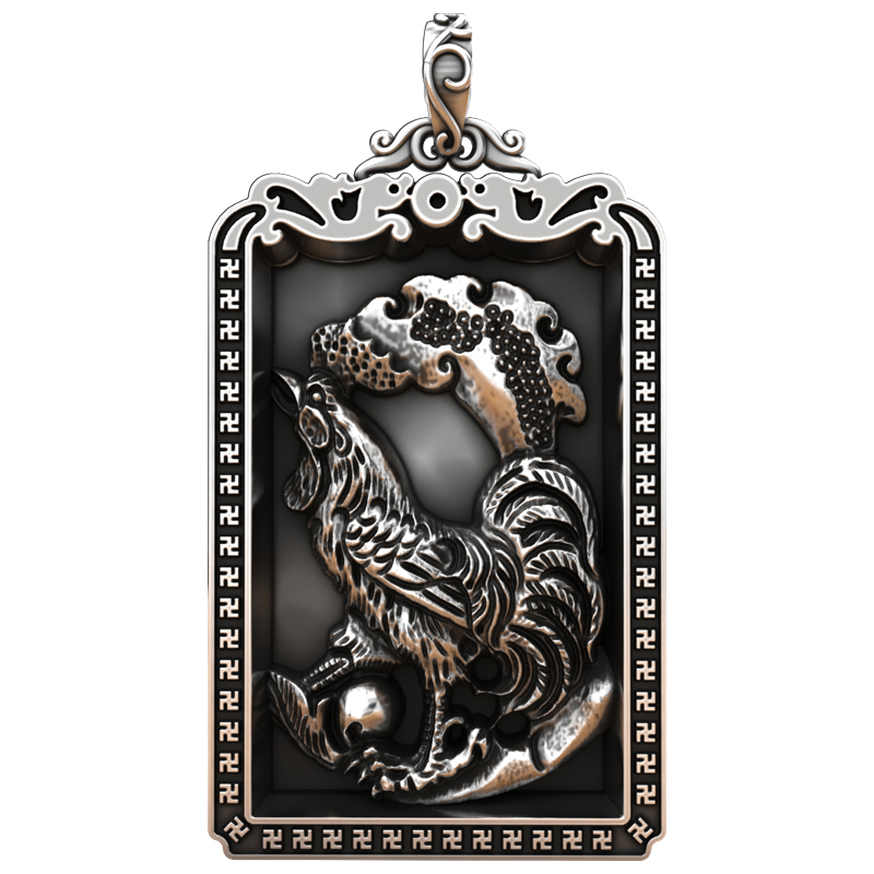 酉鸡文昌鸡十二生肖鼠牛虎兔龙蛇马羊猴手工吊坠银牌项链守护神