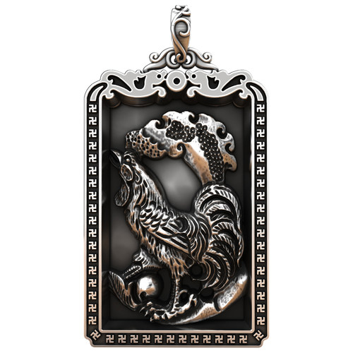 酉鸡文昌鸡十二生肖鼠牛虎兔龙蛇马羊猴手工吊坠银牌项链守护神