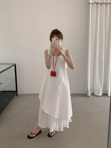 TE韩版正品小个子百搭显瘦不规则拼接假两件连衣裙女S4099