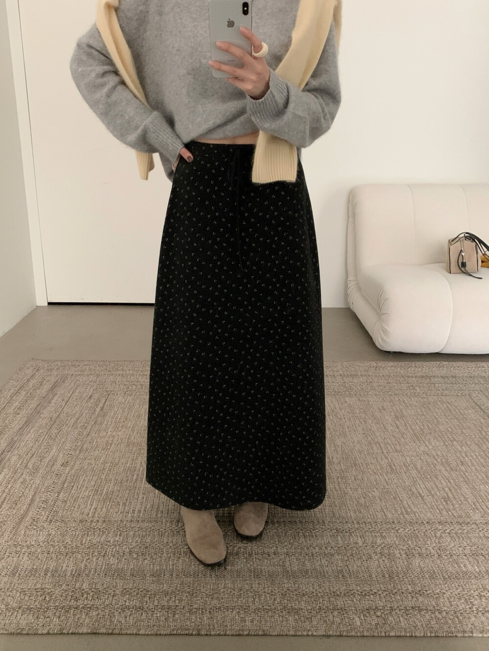 TE韩系正品百搭显瘦松紧腰直筒开叉半身裙女舒适T4453