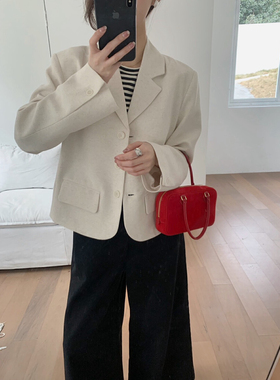 TE韩系3954简约V领百搭显瘦气质西服外套上衣女