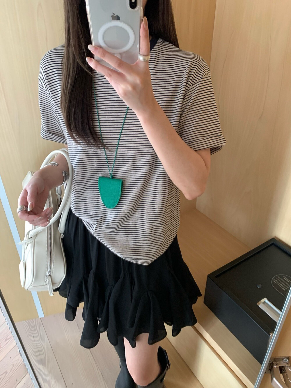 TE正品T4007小个子百搭显瘦圆领条纹短袖T恤女