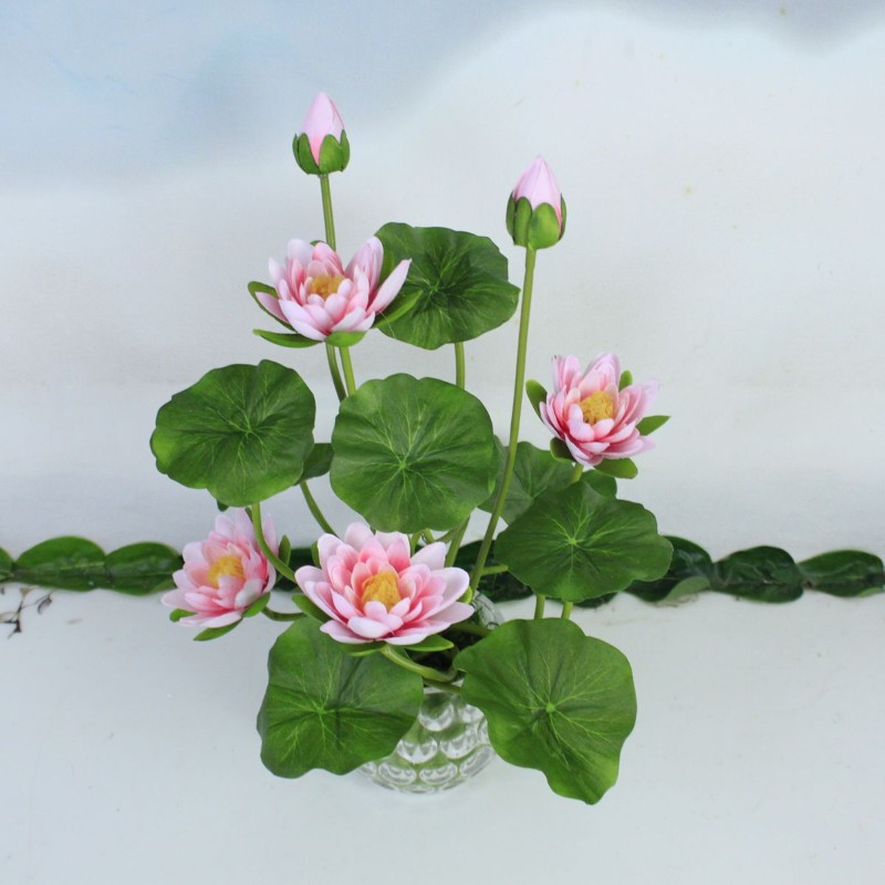 现货速发荷花莲花供佛用品佛前供花观音花供花塑料假花绢花小盆栽