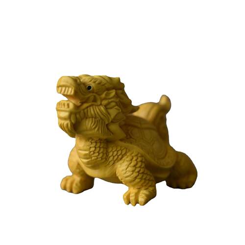 黄杨木龙龟手把件实木木雕文玩工艺品神兽龙龟摆件家居公装饰