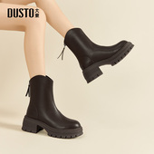 大东短靴女2025冬季 靴后拉链女靴子0145 舒适百搭圆头时装 新款 时尚