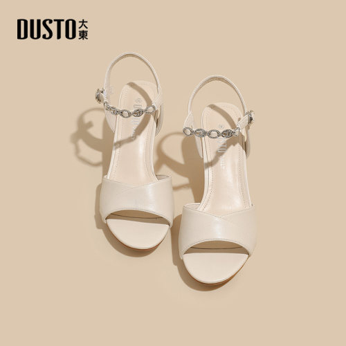 DUSTO/大东优雅粗跟圆头凉鞋女鞋
