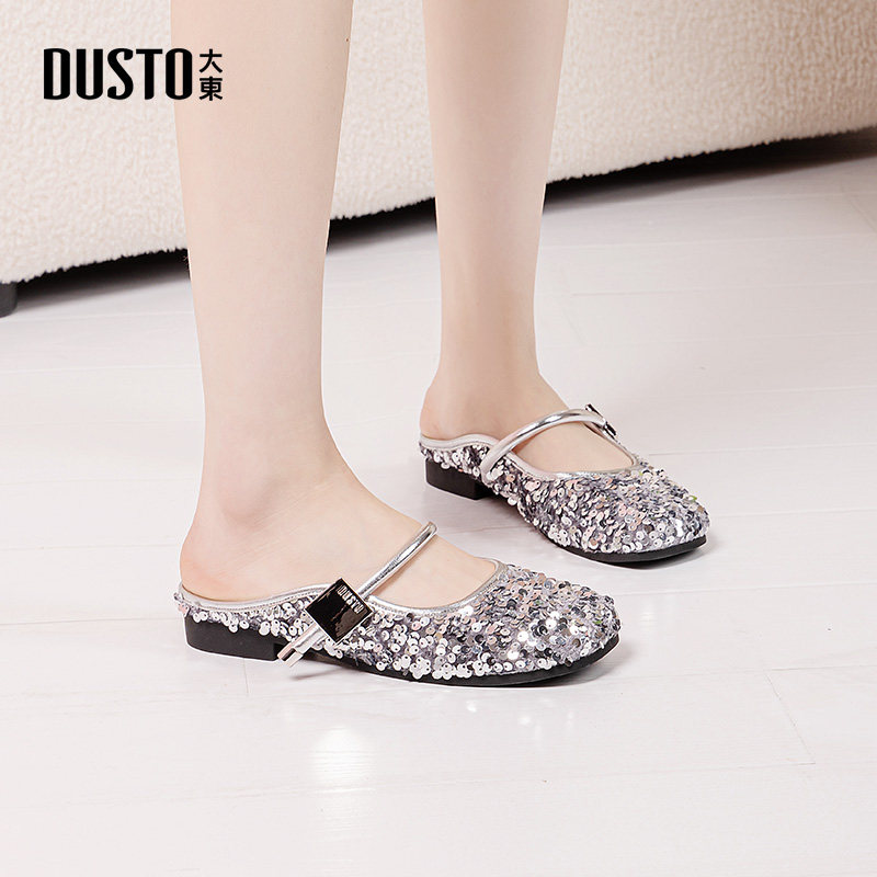 大东包头拖鞋女2025夏季新款时尚简约方跟低跟百搭套脚休闲女拖鞋,女鞋,包头拖,淘宝优惠券,粉丝福利购,淘宝优惠卷