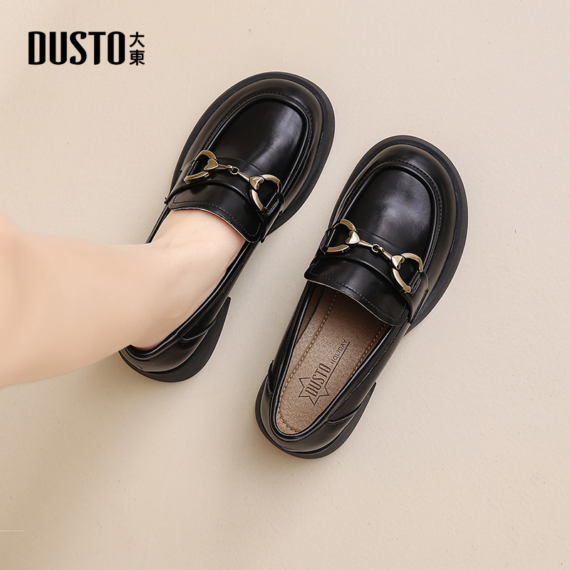 大东乐福鞋女鞋厚底小皮鞋一脚蹬