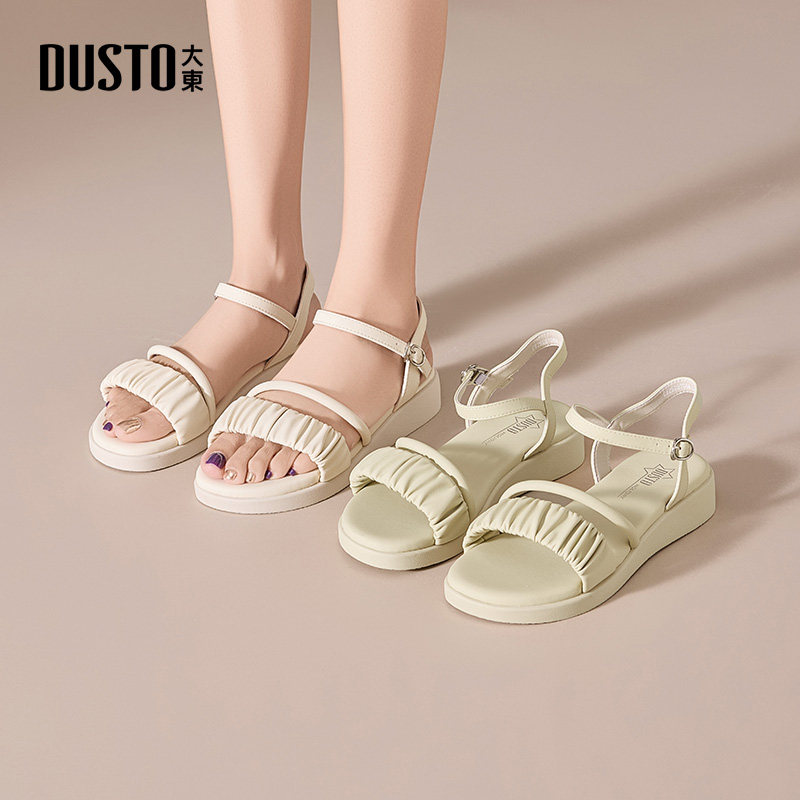 大东女凉鞋女鞋2025夏季新款时尚百搭休闲凉鞋厚底一字带沙滩鞋女