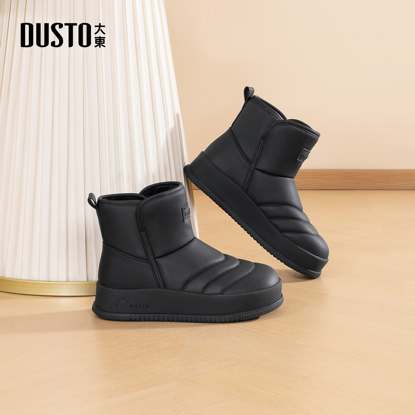 大东女鞋雪地靴加绒加厚棉靴套筒