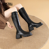 简约时装 大东女靴骑士靴2025冬季 新款 靴高筒切尔西靴女长靴英伦风