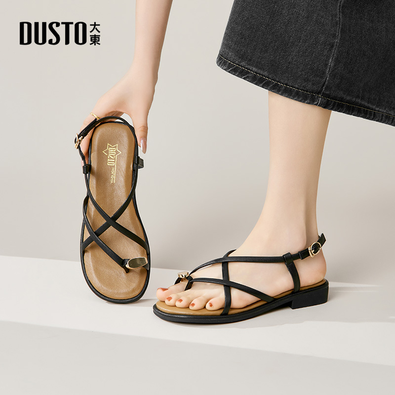 DUSTO/大东罗马鞋平跟圆头女凉鞋