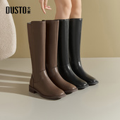时尚 大东骑士靴长靴2025冬季 新款 方跟侧拉链高筒靴宽筒通勤女靴