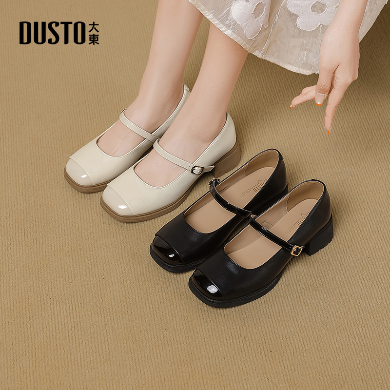 大东玛丽珍鞋时尚粗跟中跟女单鞋