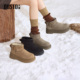 加绒加厚女棉鞋 大东雪地靴女靴2025冬季 新款 短筒侧拉链中筒女短靴