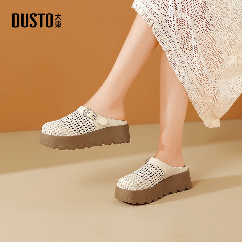 大东女拖时尚高跟平底包头穆勒鞋