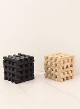 北欧极简树脂方形几何摆件样板房酒店家居玄关书房客厅工艺装饰品