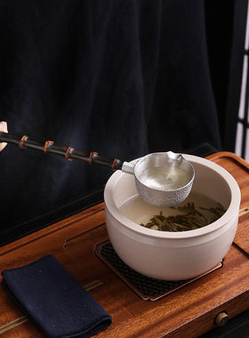 紫竹鞭锡水勺 茶道分茶勺 长柄酒勺子舀茶匙煮茶器日式配件水瓢