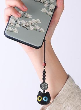 创意黑檀木猫咪汽车钥匙扣挂件可爱挂饰手机链男女情侣小礼品