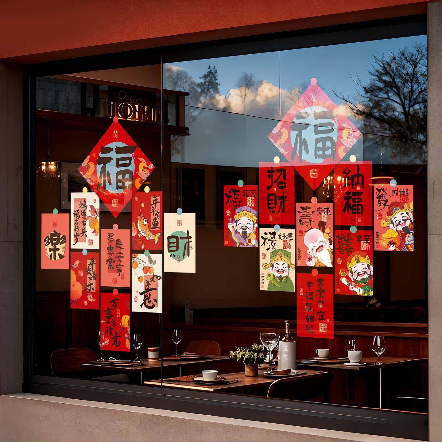 2026马年窗花玻璃贴静电贴橱窗墙贴纸春节过年新年装饰品场景布置,家居饰品,软装墙贴,淘宝优惠券,粉丝福利购,淘宝优惠卷