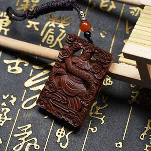 雷击枣木关公镂空吊坠挂件武财神关羽吊坠男女随身木牌纯手工雕刻