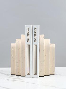 轻奢创意仿洞石树脂书档装饰书靠艺术摆件书柜电视柜软装家居饰品