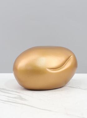 欧式轻奢抽象树脂金蛋艺术装饰摆件玄关客厅民宿电视柜家居装饰品