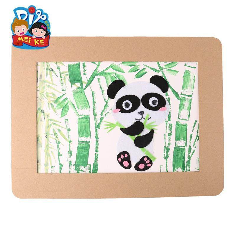 熊猫爱吃竹子手工diy创意美术贴画幼儿园儿童制作材料包机构玩具