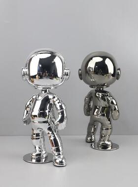 欧式轻奢电镀镜面太空人物雕塑摆件玄关酒店电视柜样板房家居饰品