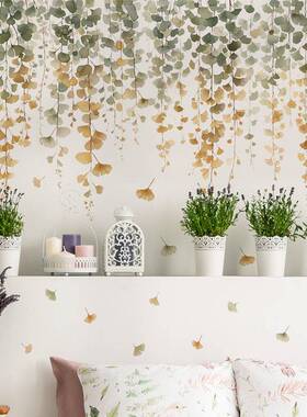 藤蔓叶子顶角线客厅贴画儿童房背景墙面银杏叶子装饰贴纸-69017