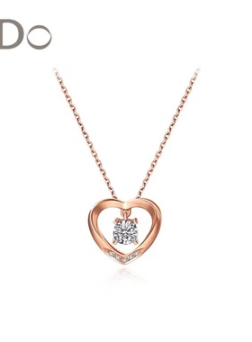 I DO官方正品心扉系列 18K金钻石项链玫瑰金镂空情人节节日礼物
