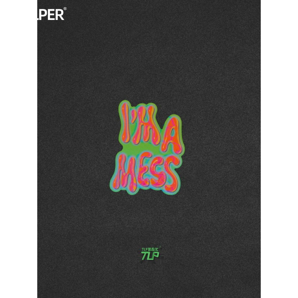 贴纸mess艺术字英文我一团糟