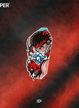 TLP反光车贴 街头霸王SF街霸小白隆RYU波动拳Hadoken街机游戏贴纸