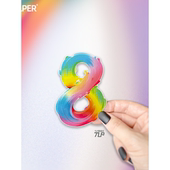 发财 无穷无限循环流动8 手绘风电动车防水贴纸 原创 TLP反光车贴