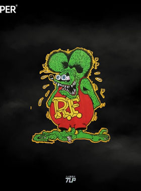 TLP反光车贴 Ratfink芬克鼠绿疯鼠反米老鼠汽车改装文化Hot Rod贴