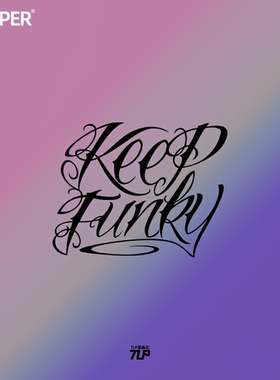 TLP镂空车贴 英文艺术字keep funky西海岸风格摩托车防水贴