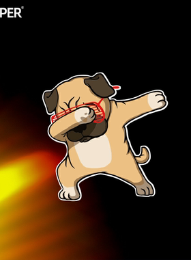 TLP反光车贴 dab举手动作巴哥犬京巴宠物狗狗车友会遮划痕装饰贴