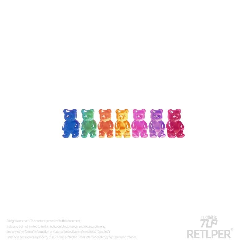 一排七彩可爱小熊软糖防水贴纸