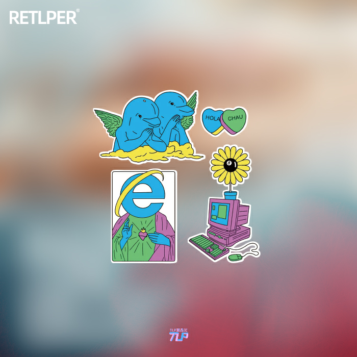 tlp反光车贴蒸汽波天使潮流贴纸