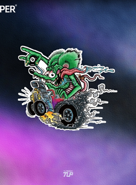 TLP反光车贴 Ratfink芬克鼠绿疯鼠反米奇汽车改装文化Hot Rod贴纸