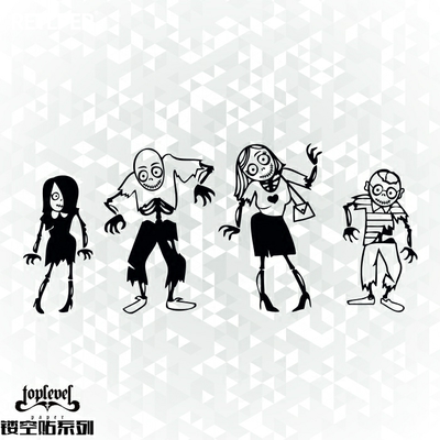 tlp镂空僵尸一家四口定制车贴